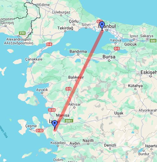 istanbul to izmir flight google my maps