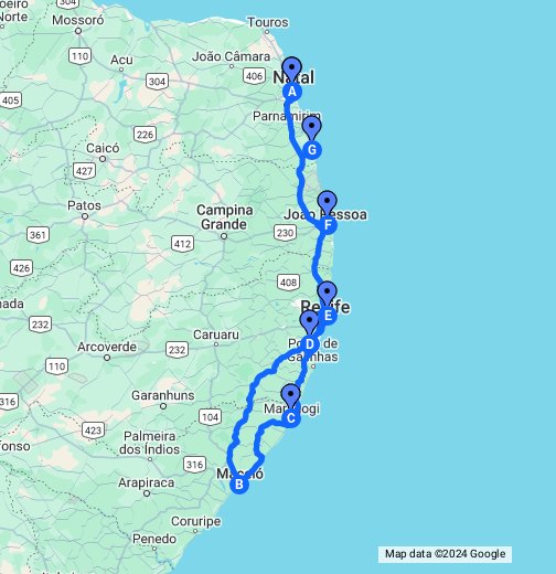 Rota para Natal - Rio Grande do Norte - Google My Maps