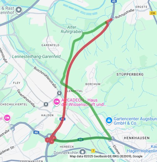 Vollsperrung der A45 zwischen Hagen und SchwerteErgste Google My Maps