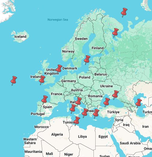 Mares de Europa - Google My Maps
