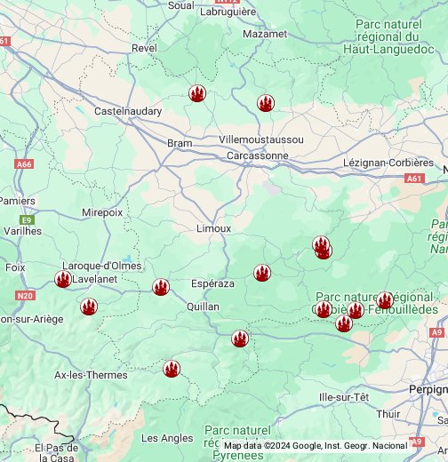 Cathar Castles Google My Maps
