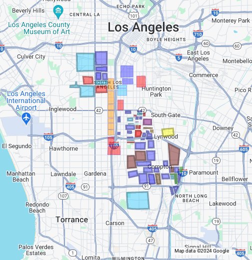 Gangs Of Los Angeles Map LA gang teritory map   Google My Maps