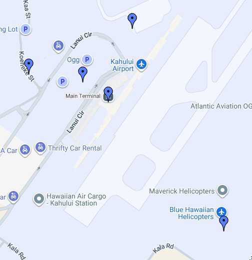 Kahului Airport OGG Google My Maps
