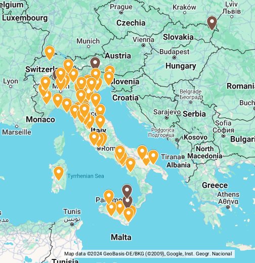 UNESCO-List of World Heritage Sites in Italy - Google My Maps