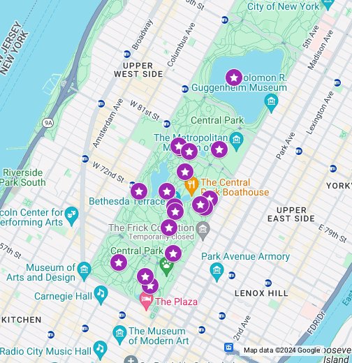 central park self guided tour map