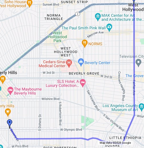 Beverly Hills to West Hollywood by A-1 Courier - Google My Maps